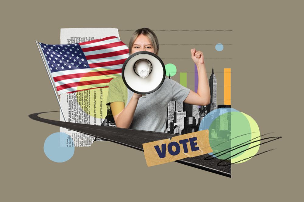 American vote election, politics collage, editable design