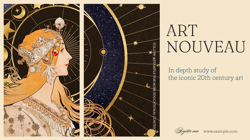 Art Nouveau blog banner template, editable text