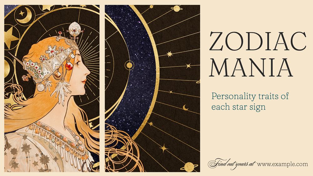 Zodiac personality blog banner template, editable text