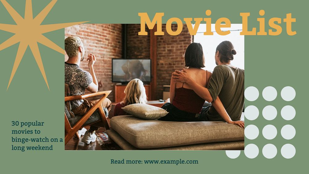 Movie list blog banner template, editable text