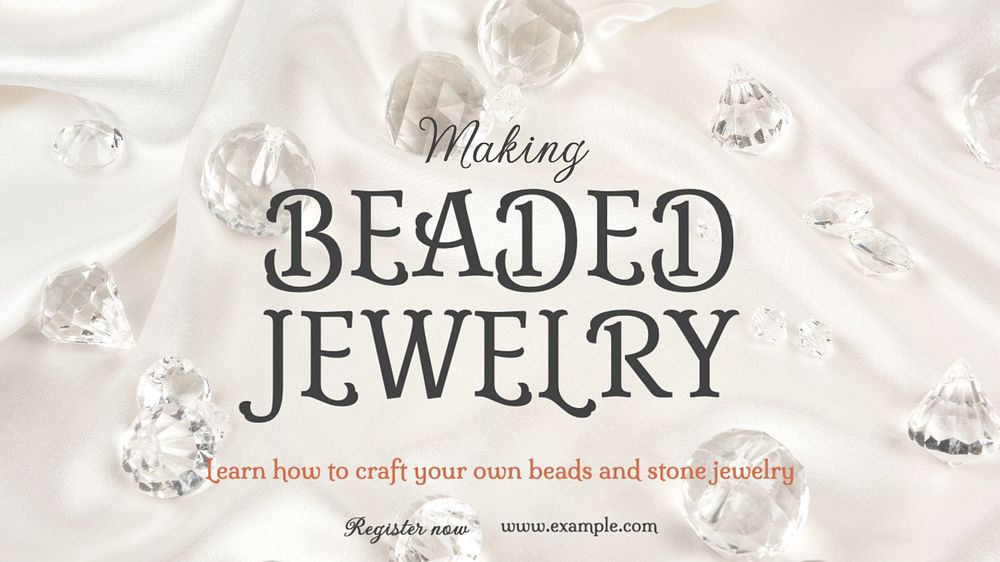 Making beads jewelry blog banner template, editable text