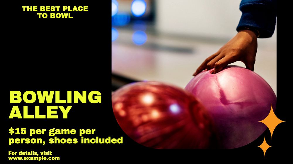 Bowling alley blog banner template, editable text