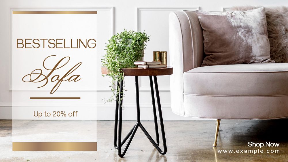 Best selling sofa blog banner template, editable text