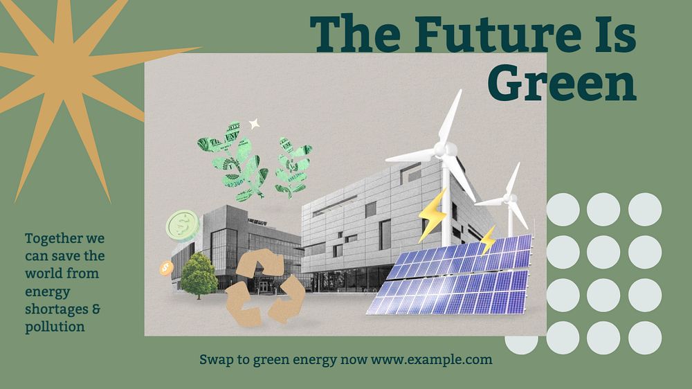 The future is green blog banner template, editable text