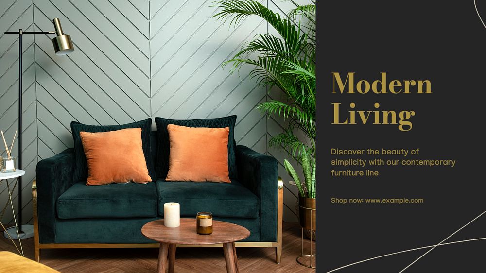 Modern living blog banner template, editable text