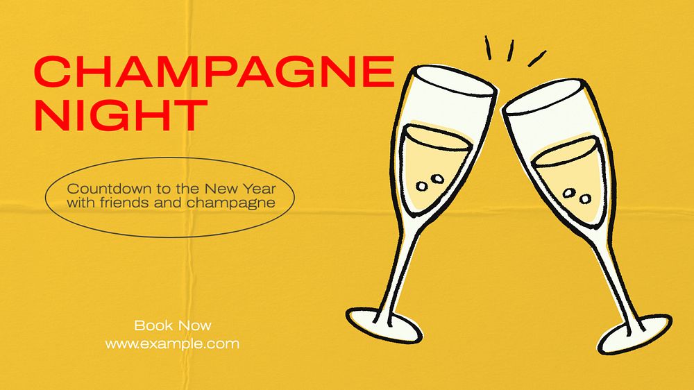 Champagne night  blog banner template, editable text