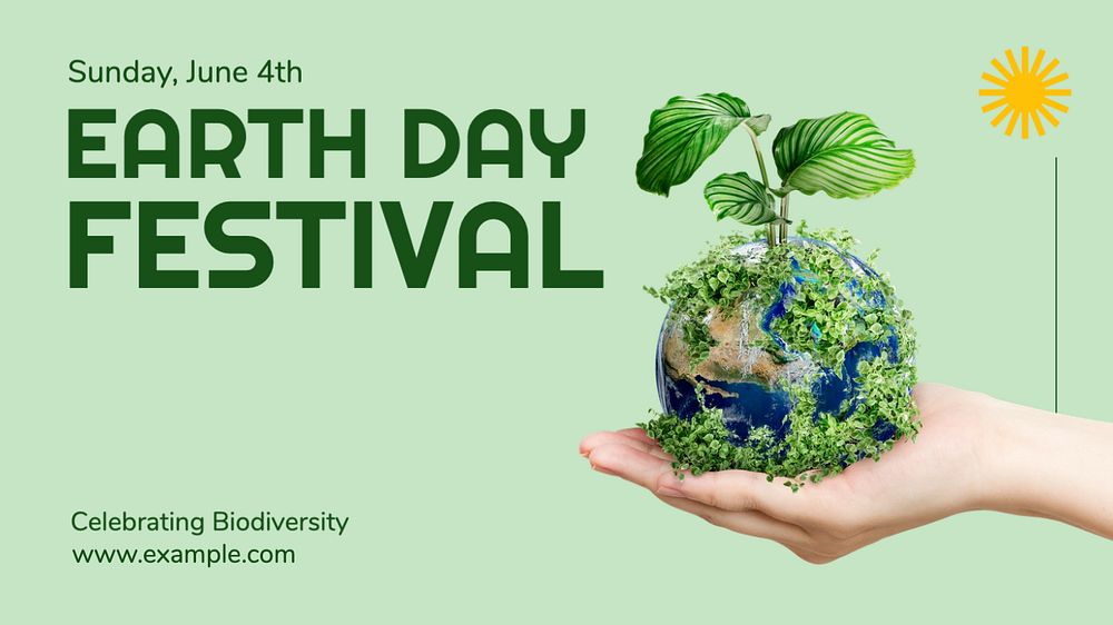 Earth day festival  blog banner template, editable text