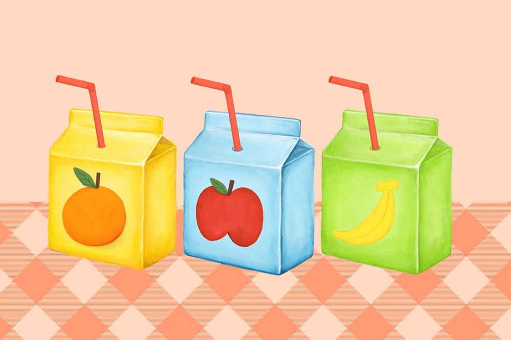 Juice boxes, healthy drinks digital painting, editable design