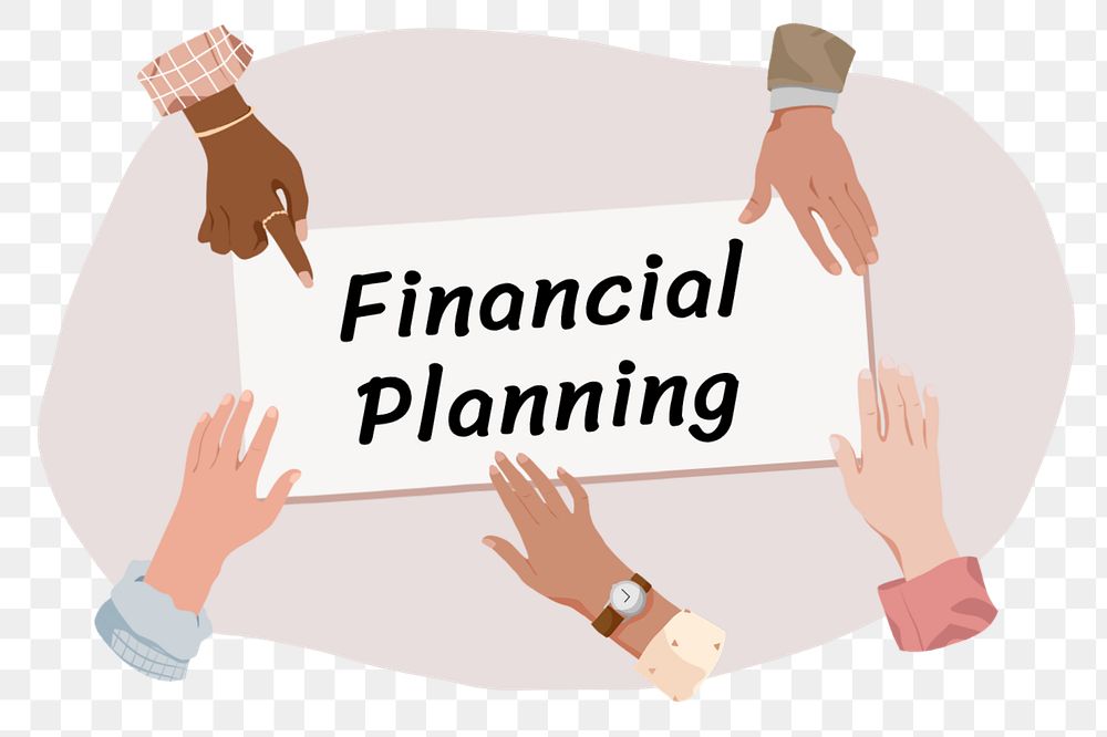 Financial planning png, diverse hands editable remix