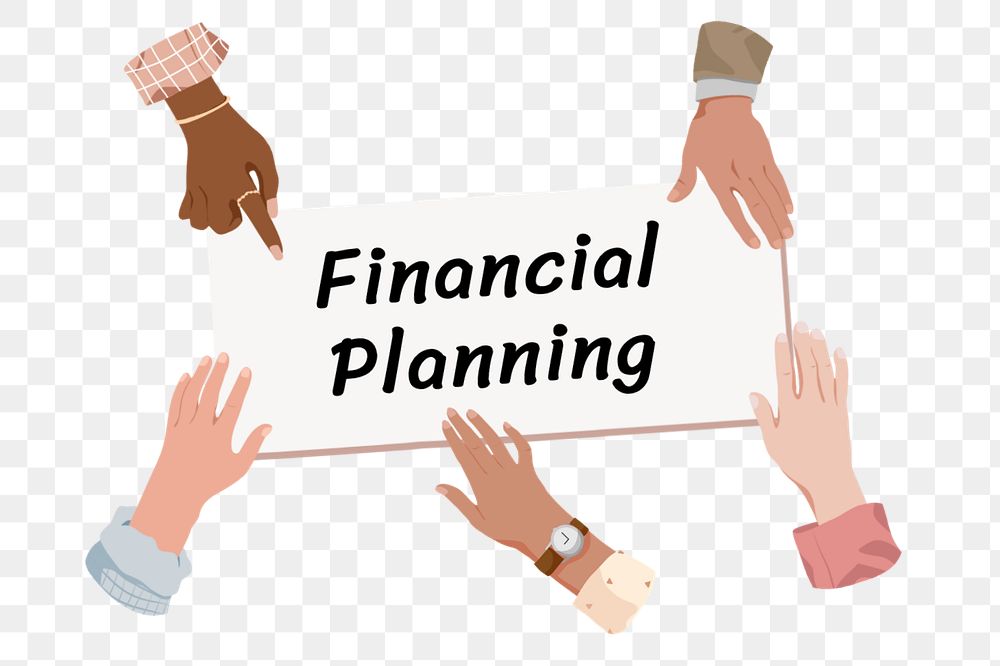 Financial planning png, diverse hands editable remix