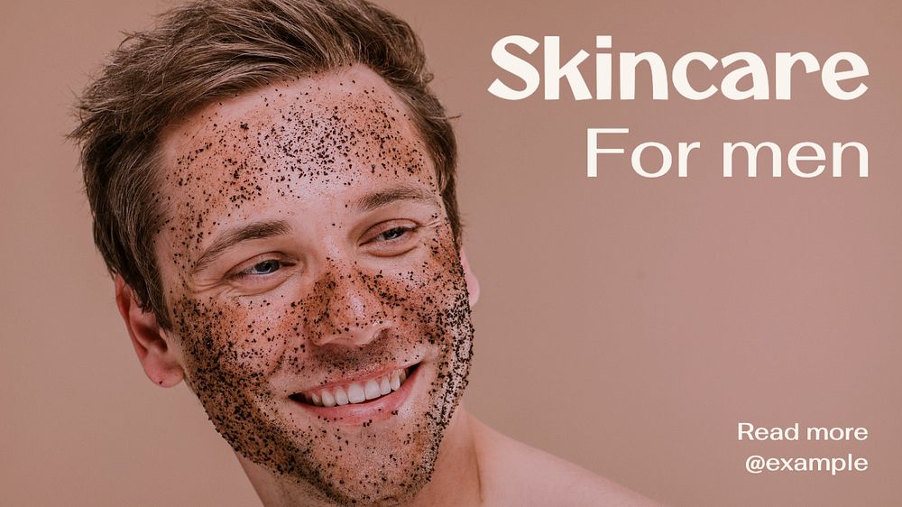 Men's skincare blog banner template, editable text