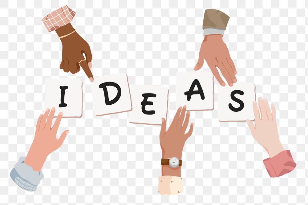 Ideas png, diverse hands editable remix