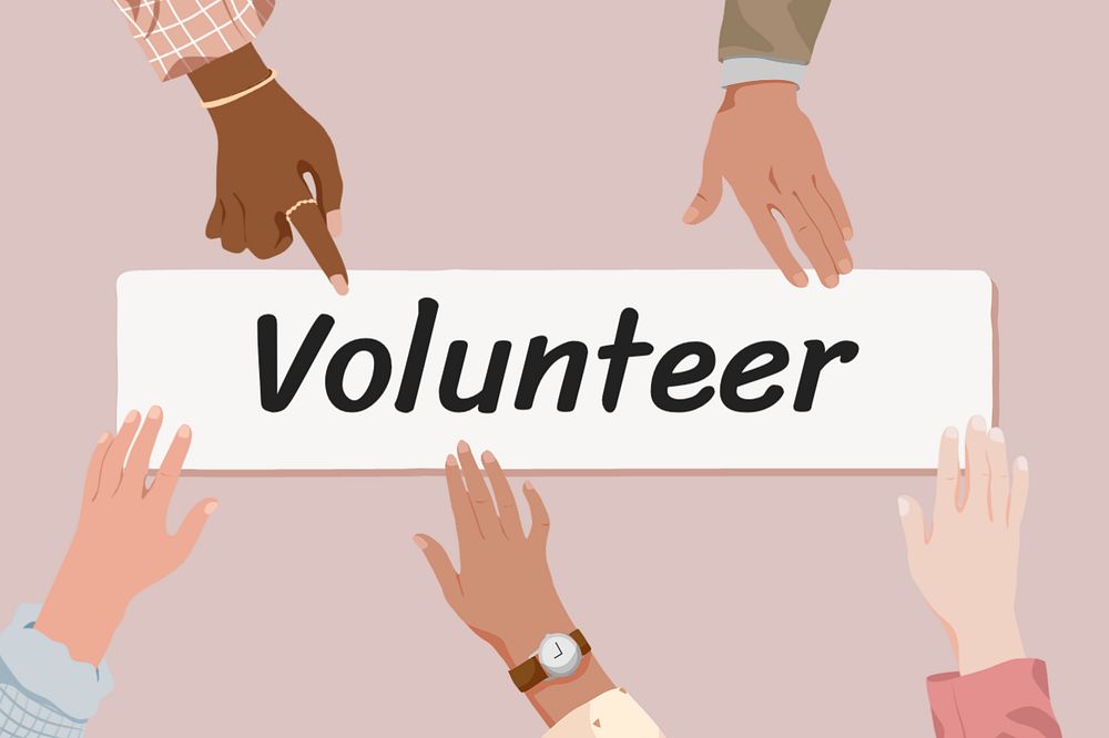 Volunteer, diverse hands editable remix