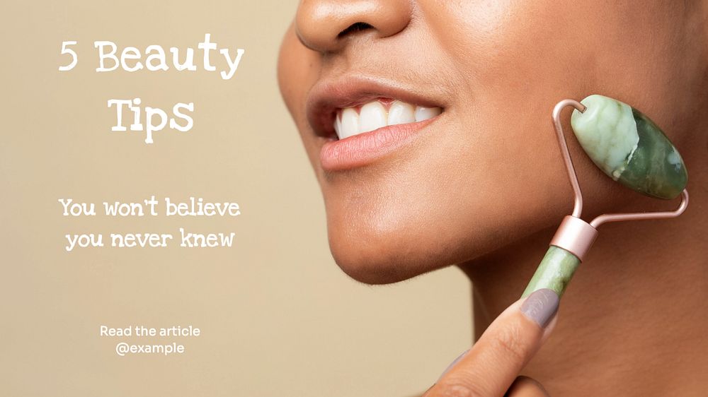 Beauty tips blog banner template, editable text