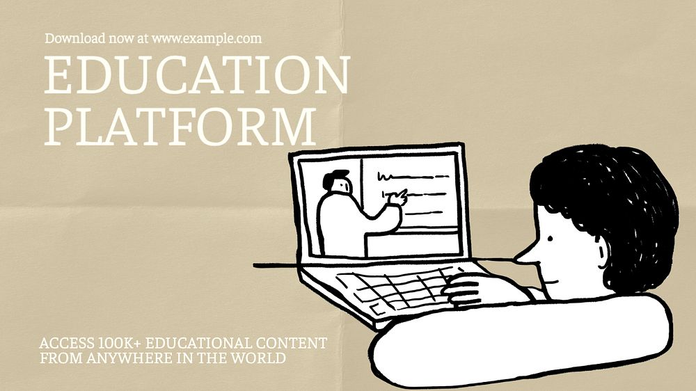 Education platform  blog banner template, editable text