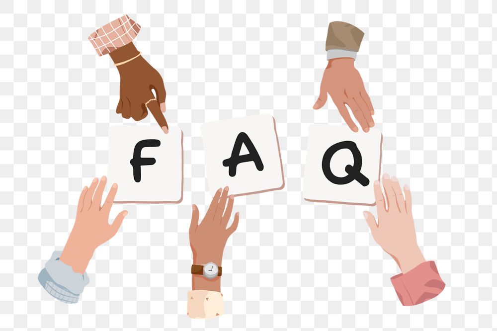 FAQ png, diverse hands editable remix