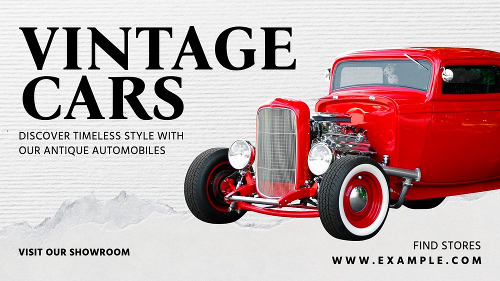 Vintage cars  blog banner template, editable text