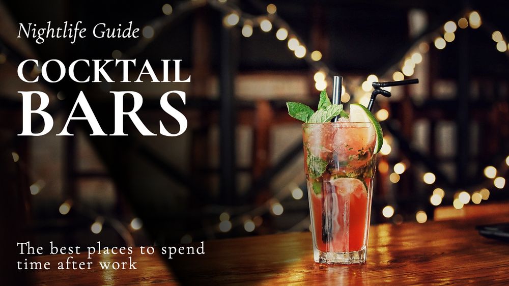 Cocktail bar blog banner template, editable text