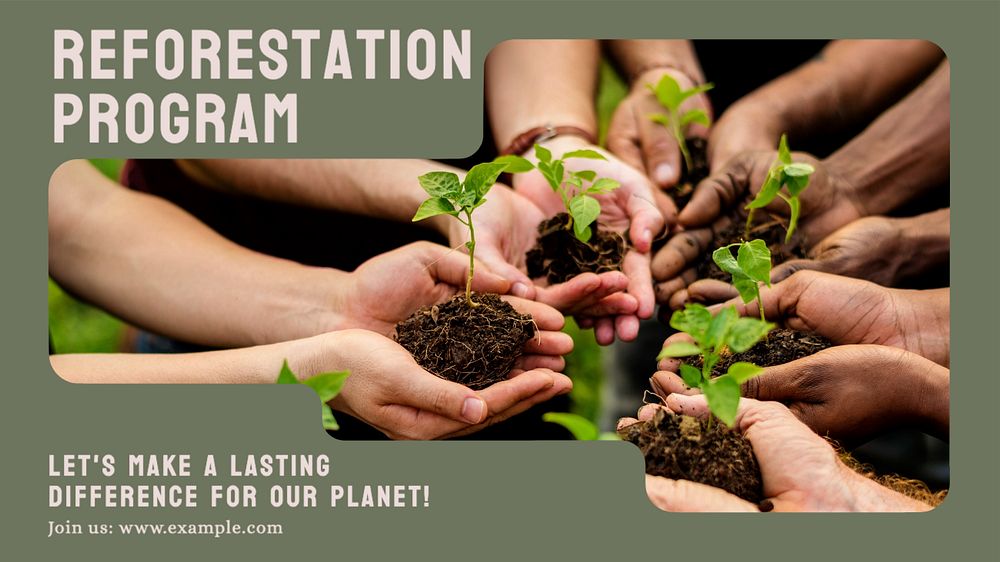 Reforestation program blog banner template, editable text