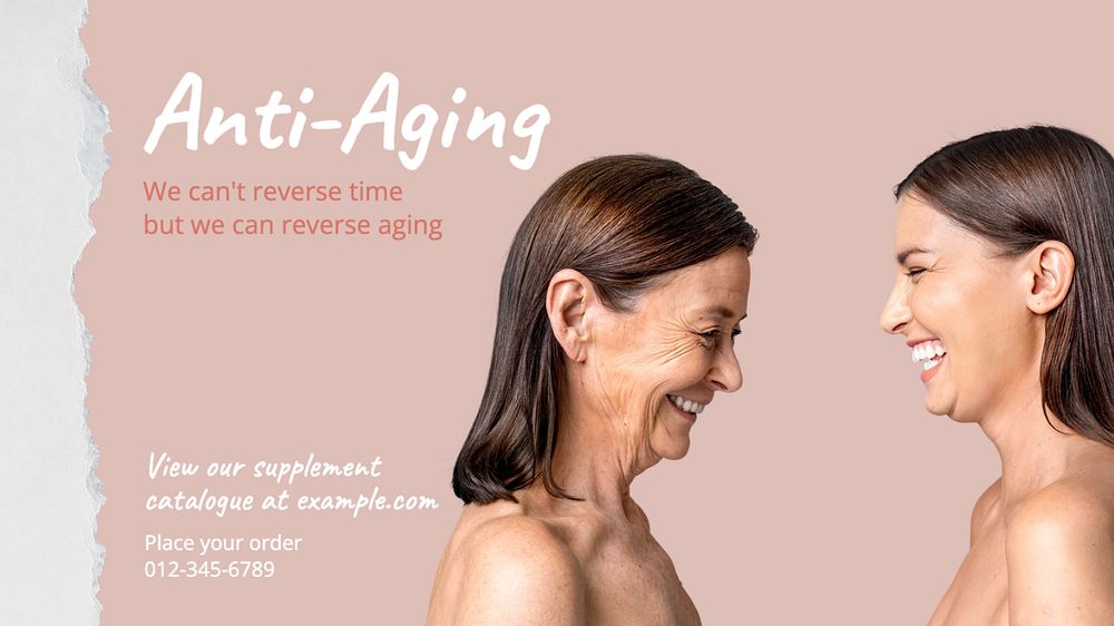 Anti aging  blog banner template, editable text