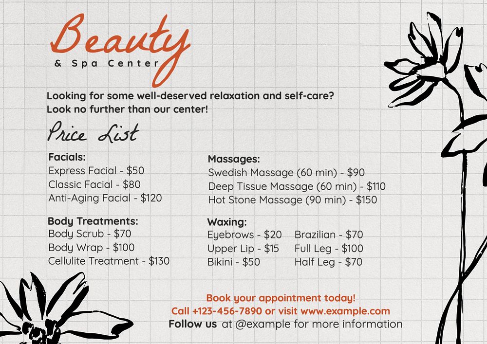 Beauty & spa template, editable text and design