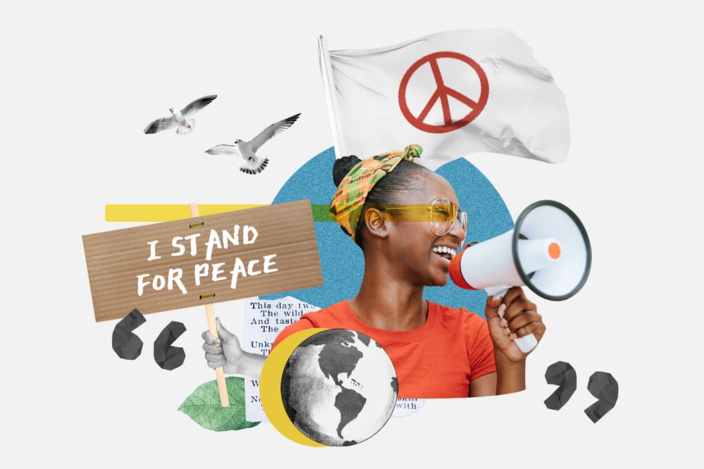 Stand for peace, woman protest remix, editable design