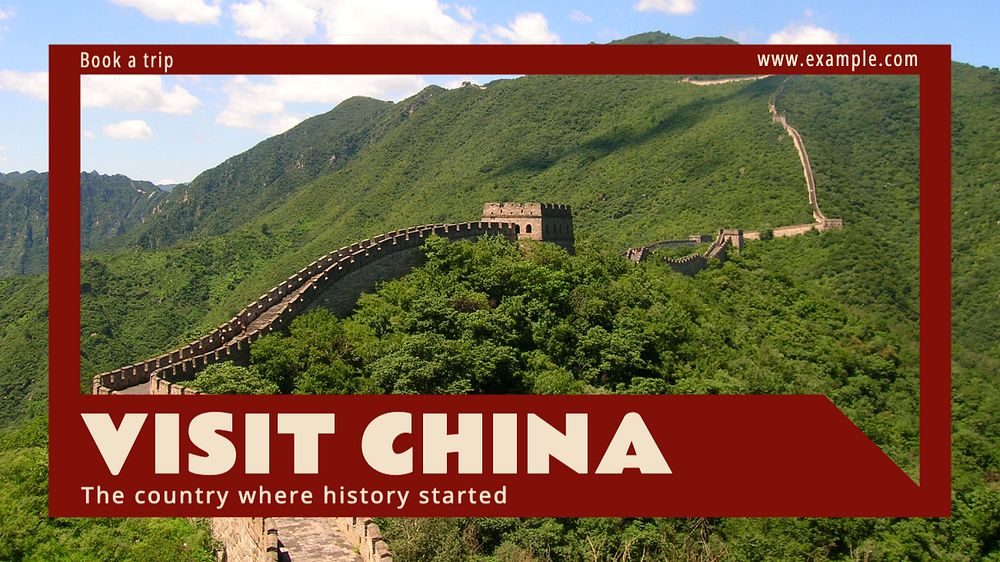 Visit China  blog banner template, editable text