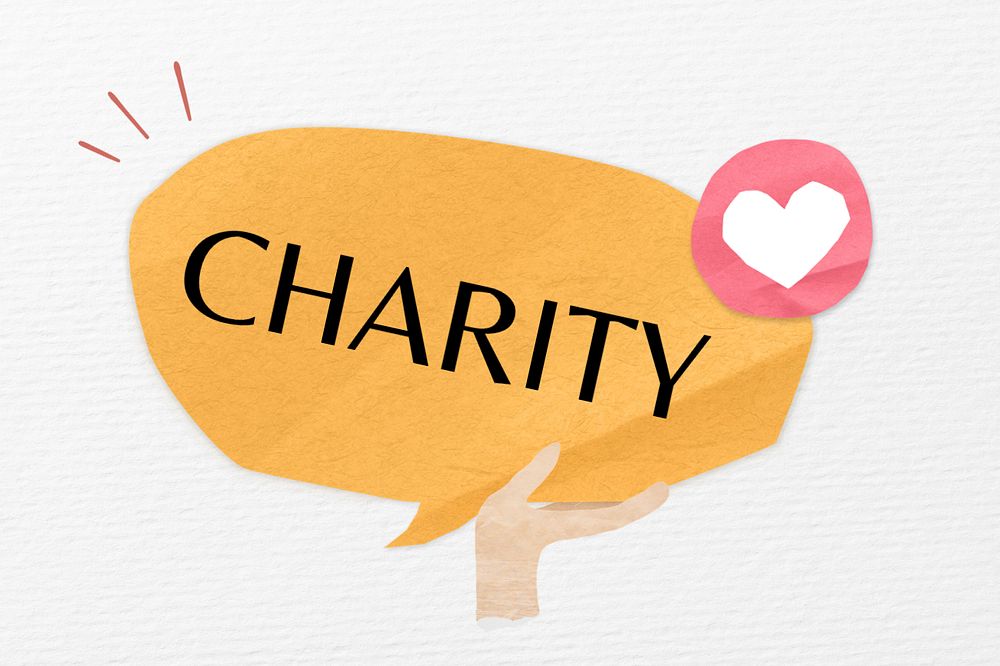 Charity word, speech bubble paper craft, editable design