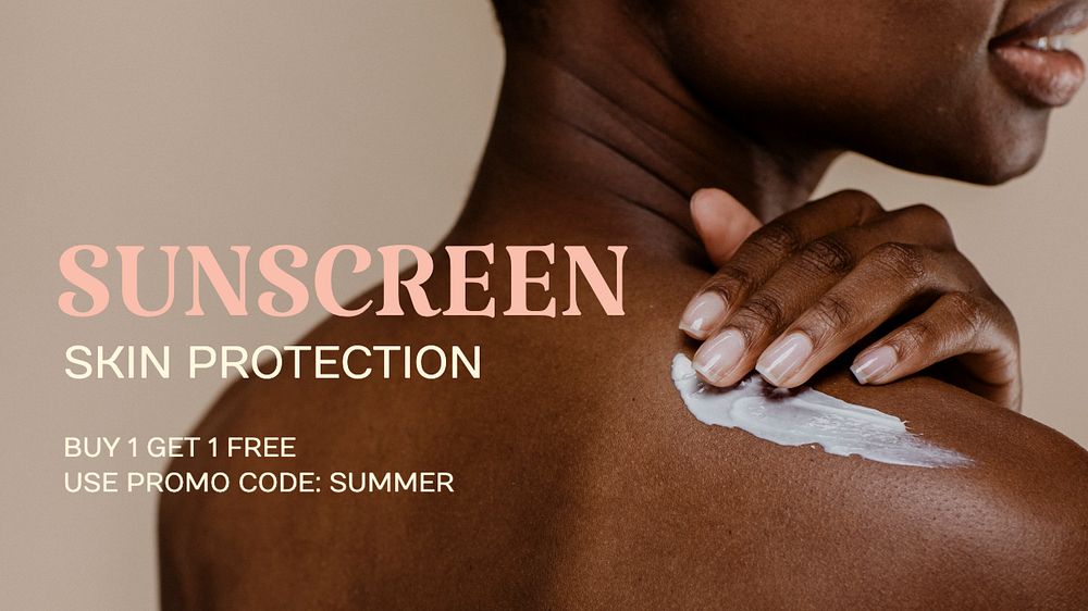 Sunscreen advertisement  blog banner template, editable text