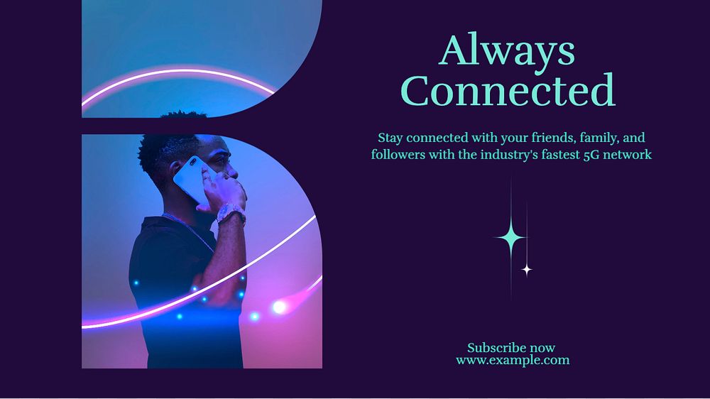 Always connected  blog banner template, editable text