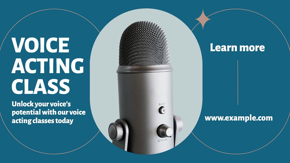 Voice acting class  blog banner template, editable text