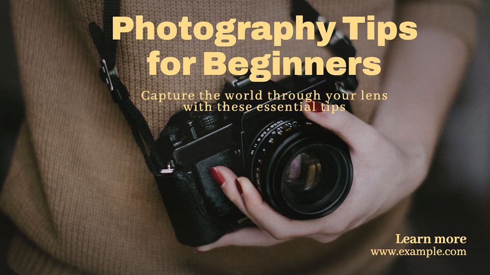 Photography tips blog banner template, editable text