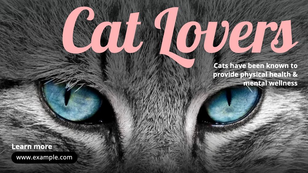 Cat lovers blog banner template, editable text