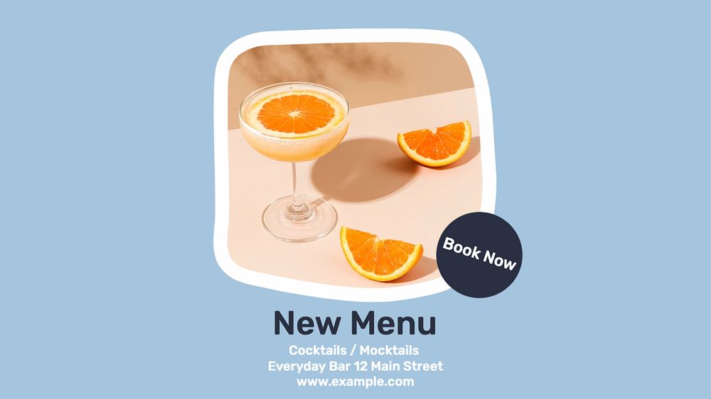 New menu blog banner template, editable text