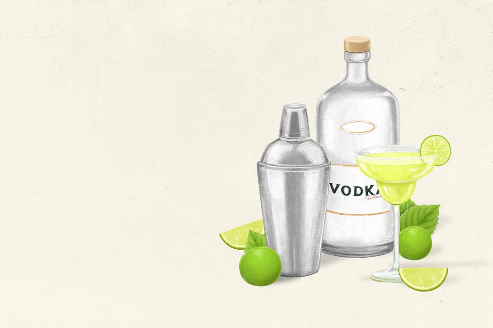 Vodka cocktail background, alcoholic drinks illustration, editable design