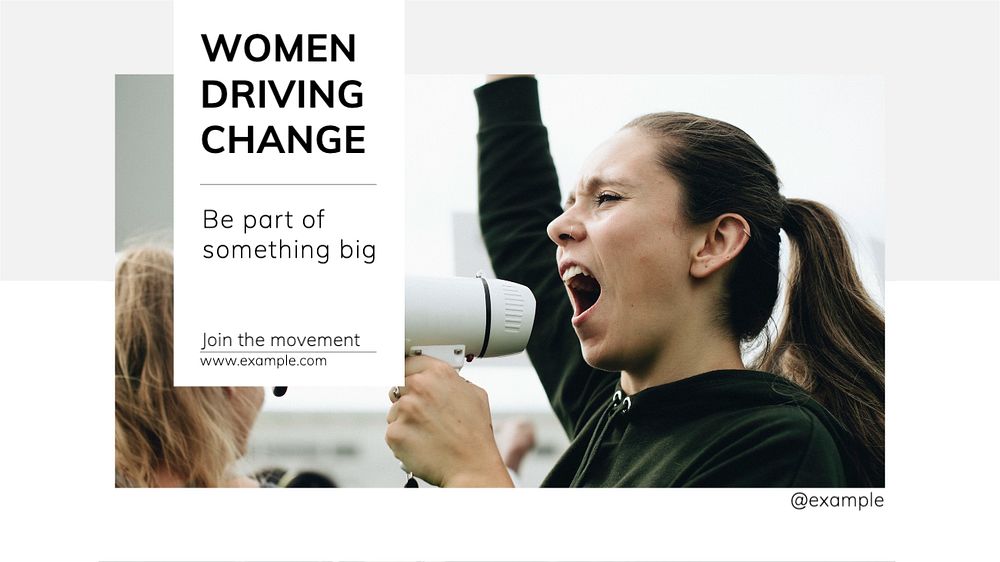 Women driving change blog banner template, editable text