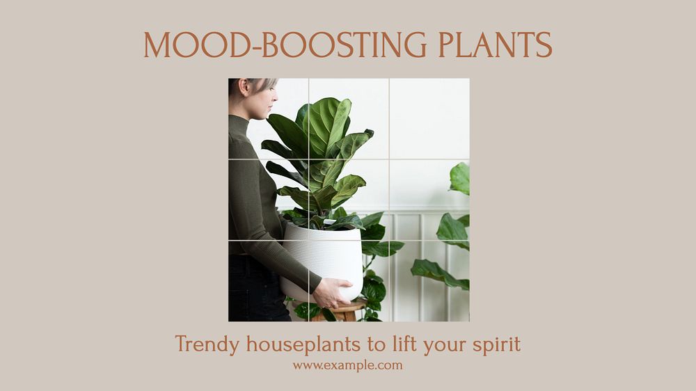 Mood-boosting plants  blog banner template, editable text