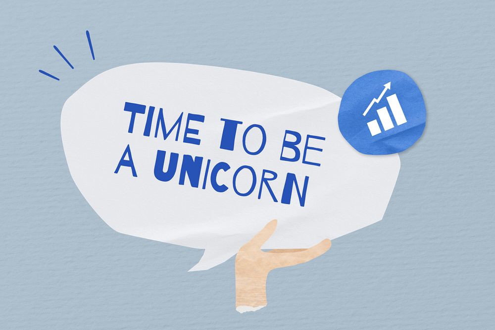 Unicorn quote, speech bubble paper craft, editable design