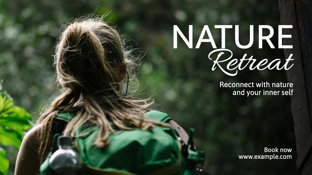 Nature retreat  blog banner template, editable text