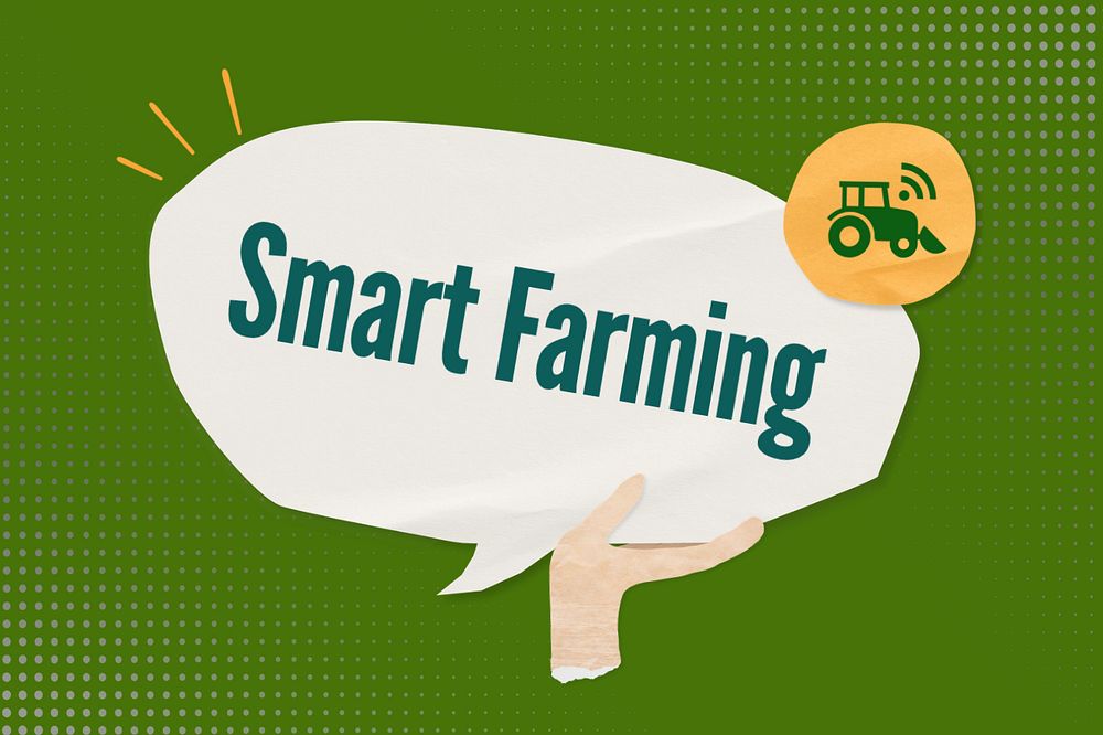 Smart farming word, speech bubble paper craft, editable design