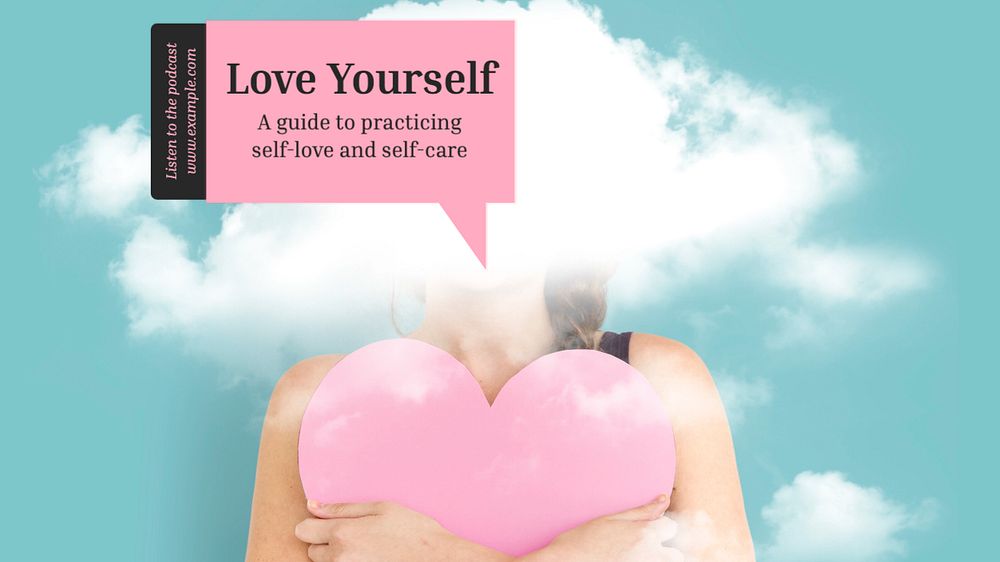 Love yourself podcast  blog banner template, editable text