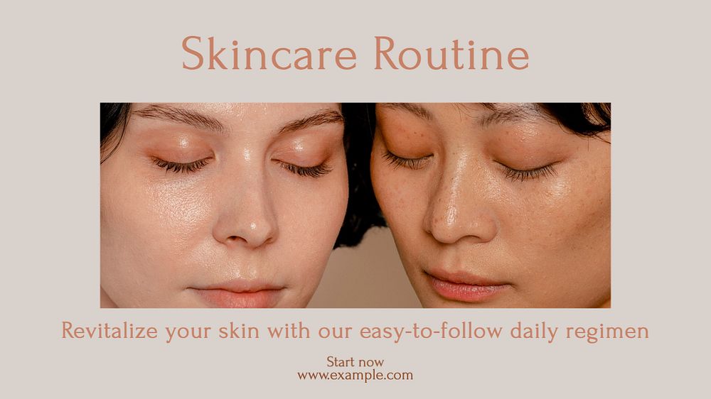 Skincare routine  blog banner template, editable text