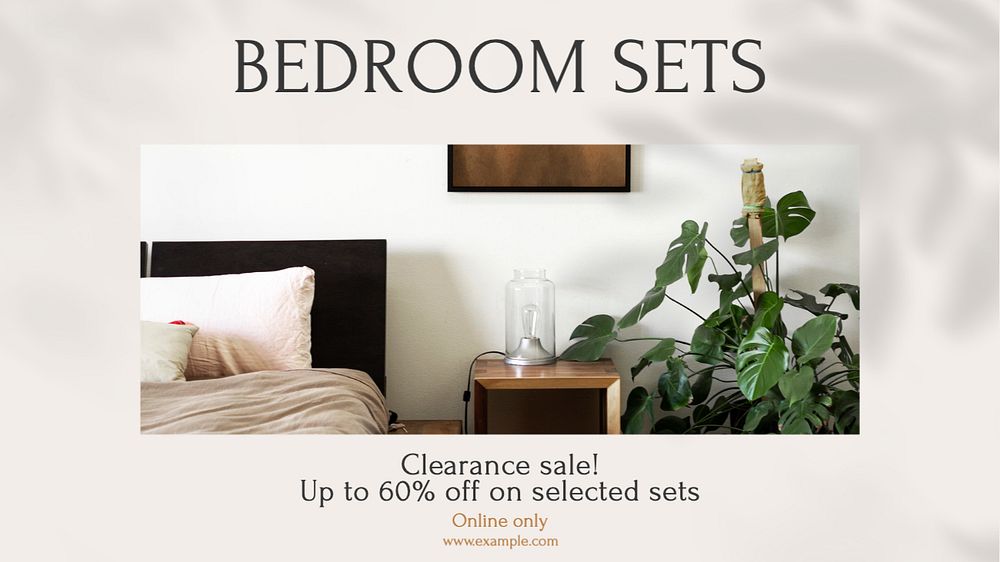 Bedroom sale  blog banner template, editable text