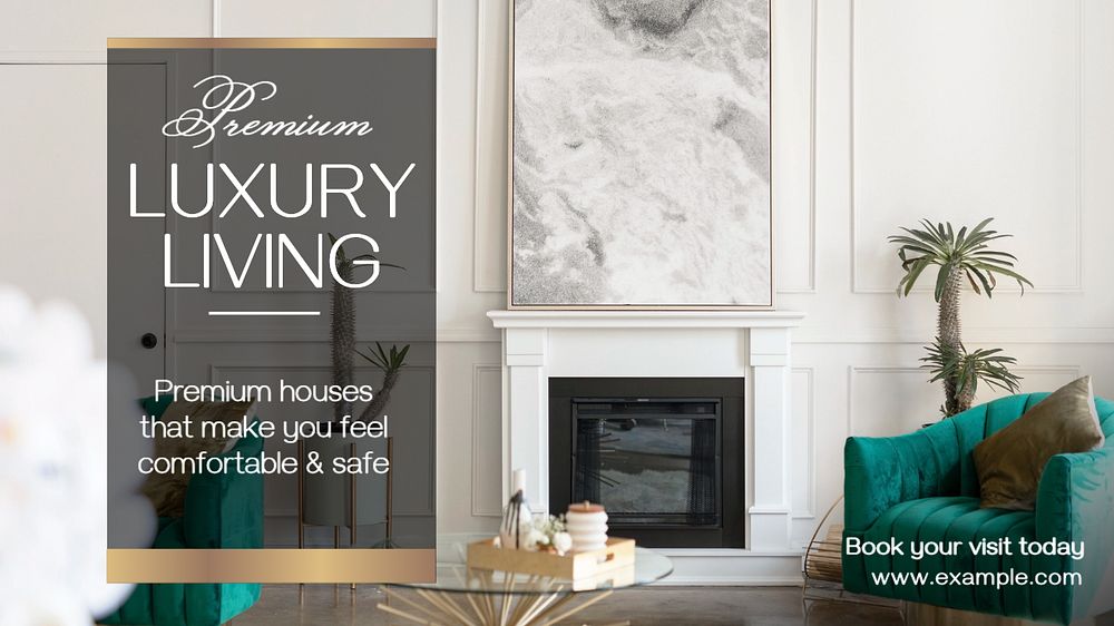 luxury living  blog banner template, editable text