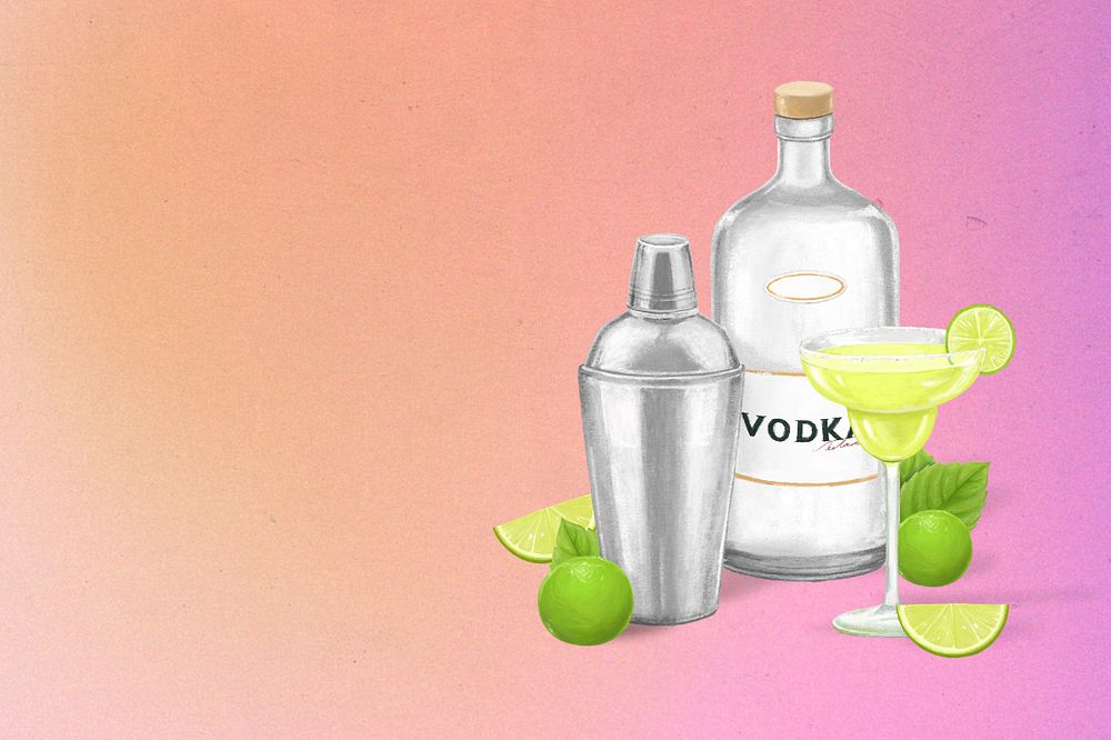 Vodka cocktail background, alcoholic drinks illustration, editable design