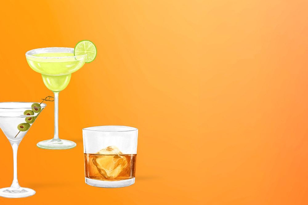 Cocktail drinks background, alcoholic beverage illustration, editable design