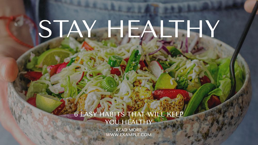 Healthy habits blog banner template, editable text