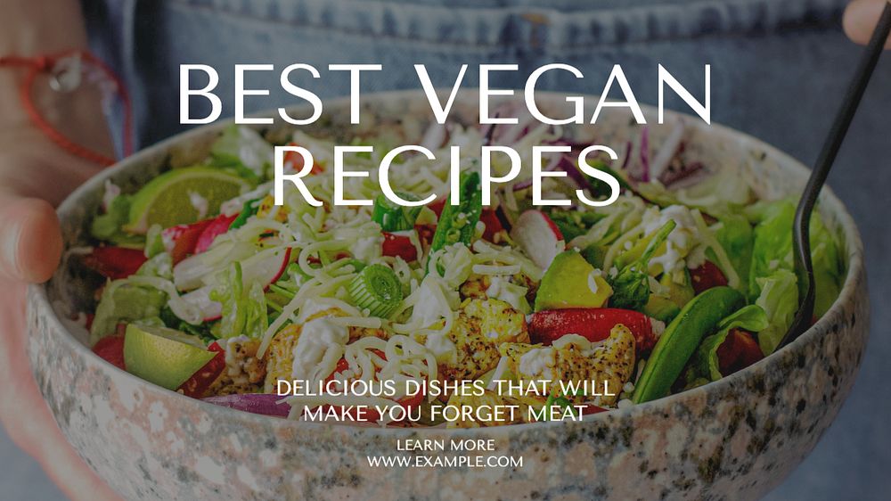 Best vegan recipes blog banner template, editable text