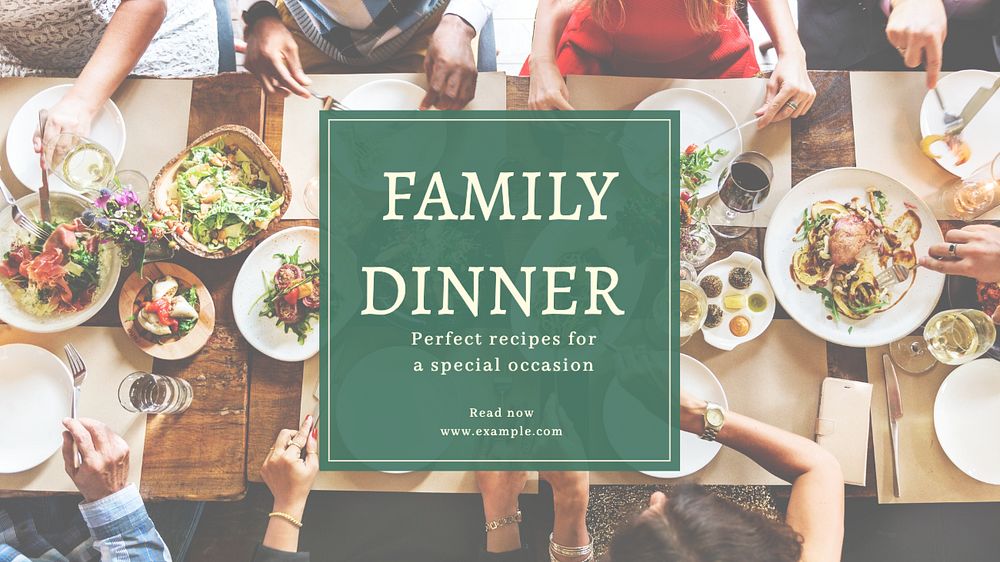 Family dinner blog banner template, editable text