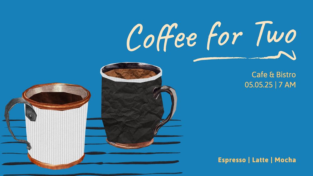 Coffee for two blog banner template, editable text